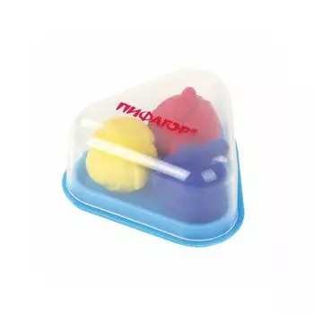 Резинки стирательные ПИФАГОР Зверята, набор 3 шт., с отверстием для карандаша, в футляре, 223611, (24 шт.)