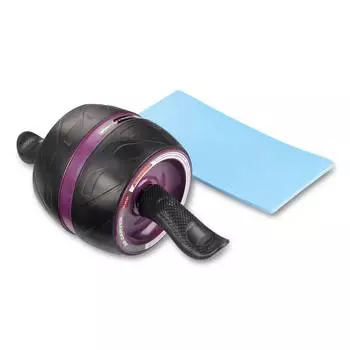 Ролик гимнастический 1 колесо INDIGO возвратный механизм с ковриком IN280 16*16 см Черно-фиолетовый