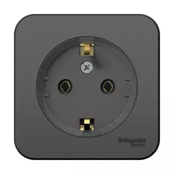 Розетка 1-м ОП BLANCA (КОМПАКТ) 16А 250В без. шторок с заземл. изол. пласт. антрацит SchE BLNRA110116