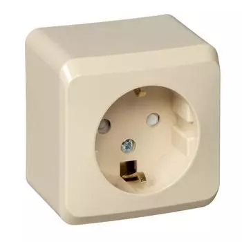Розетка 1-м ОП Этюд 16А защ. шторки с заземл. крем. SchE PA16-004K