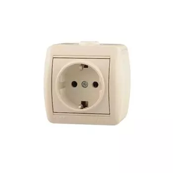 Розетка 1-м ОП Ната керам. с заземл. крем. LEZARD 710-0300-122