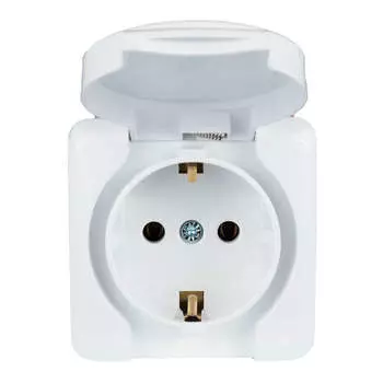 Розетка 1-м ОП с крышкой VIOLA с заземл. бел. LEZARD 751-0200-123