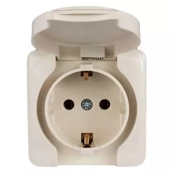 Розетка 1-м ОП с крышкой VIOLA с заземл. крем. LEZARD 751-0300-123