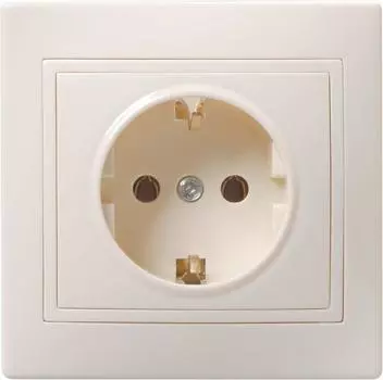 Розетка 1-м СП Кварта 16А РС10-3-ККм с заземл. IP20 крем. ИЭК ERK14-K33-16-DM