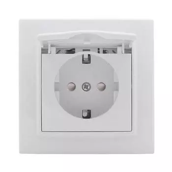 Розетка 1-м СП Минск 16А с защ. крышкой защ. шторки с заземл. бел. Basic EKF ERR16-029-100