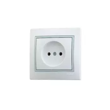 Розетка 1-м СП Мира 16А IP20 без заземл. керам. бел./сер. LEZARD 701-0215-121