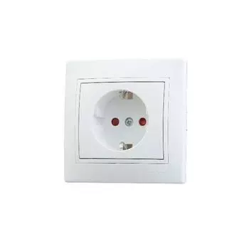 Розетка 1-м СП Мира защ. шторки с заземл. бел./бел. LEZARD 701-0202-124