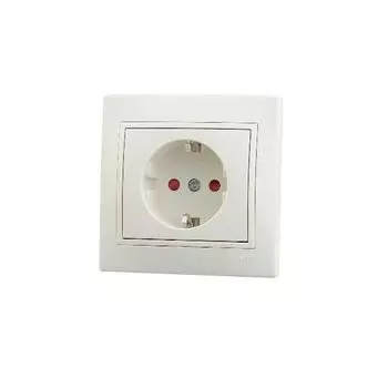 Розетка 1-м СП Мира защ. шторки с заземл. крем/крем. LEZARD 701-0303-124