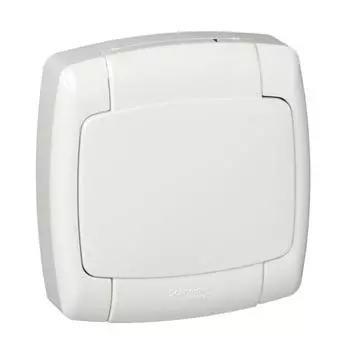 Розетка 1-м СП Рондо 16А IP44 250В с защ. крышкой защ. шторки с заземл. бел. SchE RS16-126B-BI