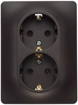 Розетка 2-м Glossa 16А с заземл. в сборе шоколад SchE GSL000824