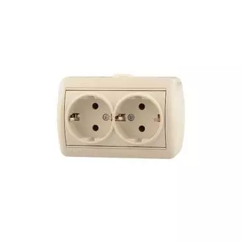 Розетка 2-м ОП Ната керам. с заземл. крем. LEZARD 710-0300-127
