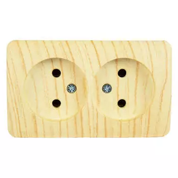 Розетка 2-м ОП VIOLA без заземл. беленый дуб LEZARD 751-5200-128