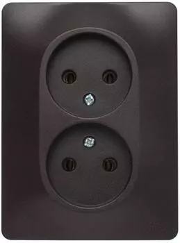 Розетка 2-м СП Glossa 16А IP20 без заземл. шоколад SchE GSL000820