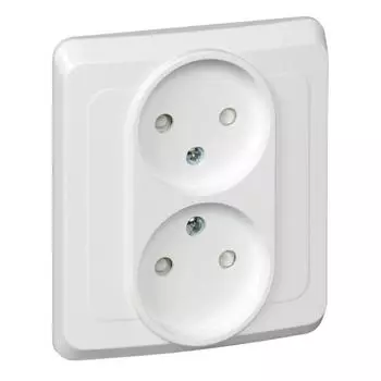 Розетка 2-м СП Этюд 16А IP20 защ. шторки без заземл. бел. SchE PC16-006B