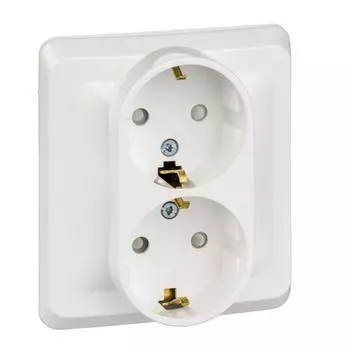 Розетка 2-м СП Этюд 16А защ. шторки с заземл. бел. SchE PC16-008B