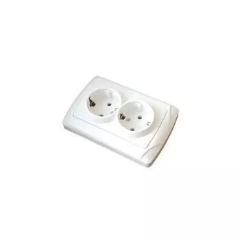 Розетка 2-м СП Маргарита 16А с заземл. бел. UNIVersal М0128