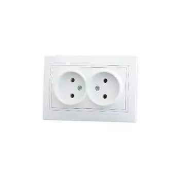 Розетка 2-м СП Мира 16А IP20 без заземл. керам. бел./бел. LEZARD 701-0202-128