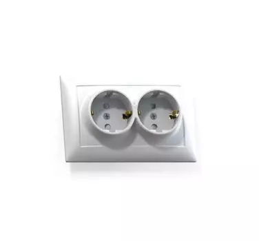 Розетка 2-м СП Селена РС16-401 защ. шторки с заземл. бел. Кунцево 8122