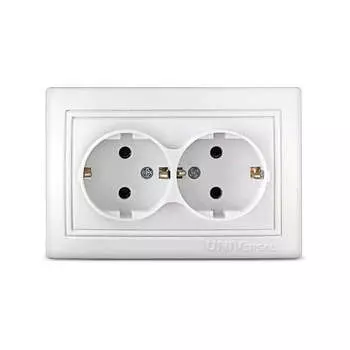 Розетка 2-м СП Севиль 16А с заземл. бел. UNIVersal С0128