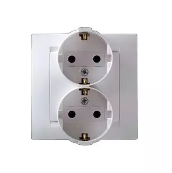Розетка 2-м СП Simon15 с заземл. бел. Simon 1590459-030