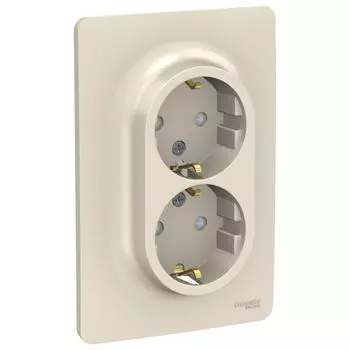 Розетка 2-м UNICA NEW защ. шторки с заземл. винт. зажим. беж. SchE NU206744 уцененный