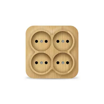 Розетка 4-м ОП 10А IP20 без заземл. сосна квадрат IONICH 1458