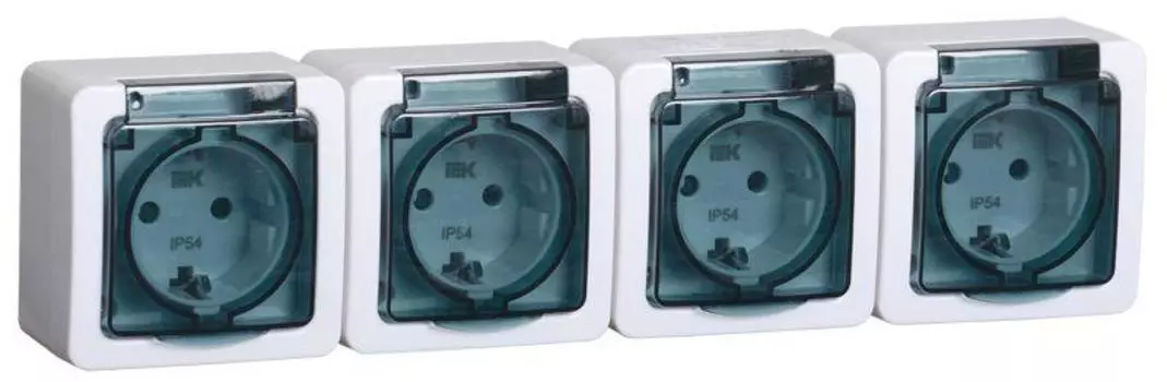Розетка 4-м ОП Гермес Plus РСб24-3-ГПБд с защ. крышкой с заземл. IP54 ИЭК ERMP42-K03-16-54-EC