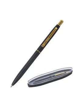 Ручка бизнес-класса шариковая BRAUBERG Brioso, СИНЯЯ, корпус черный с золотистыми деталями, линия письма 0,5 мм, 143466