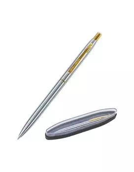 Ручка бизнес-класса шариковая BRAUBERG Brioso, СИНЯЯ, корпус серебристый с золотистыми деталями, линия письма 0,5 мм, 143463