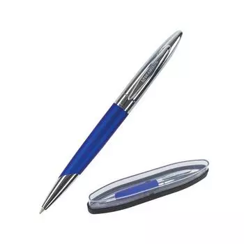 Ручка бизнес-класса шариковая BRAUBERG Echo, СИНЯЯ, корпус серебристый с синим, линия письма 0,5 мм, 143460