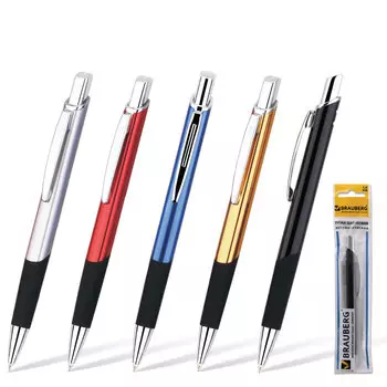 Ручка бизнес-класса шариковая BRAUBERG Express, корпус ассорти, узел 1 мм, линия письма 0,7 мм, синяя, 141435, (5 шт.)