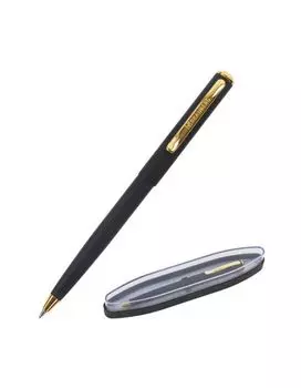 Ручка бизнес-класса шариковая BRAUBERG Maestro, СИНЯЯ, корпус черный с золотистым, линия письма 0,5 мм, 143470