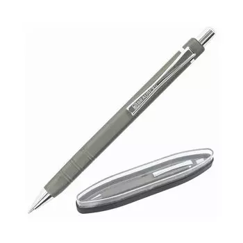 Ручка бизнес-класса шариковая BRAUBERG Opus, СИНЯЯ, корпус серый с хромированными деталями, линия письма 0,5 мм, 143493