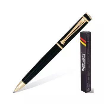 Ручка бизнес-класса шариковая BRAUBERG Perfect Black, корпус черный, узел 1 мм, линия письма 0,7 мм, синяя, 141416