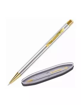 Ручка бизнес-класса шариковая BRAUBERG Piano, СИНЯЯ, корпус серебристый с золотистым, линия письма 0,5 мм, 143472
