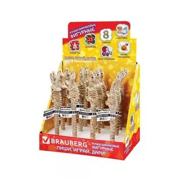 Ручка фигурная ДИНОЗАВРЫ-2, СИНЯЯ, 4 дизайна ассорти, 0,5мм, дисплей, BRAUBERG (12 шт.)