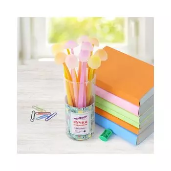 Ручка фигурная шариковая ЮНЛАНДИЯ Гриб, мягкий силиконовый корпус, СИНЯЯ, пишущий узел 0,7 мм, 143796