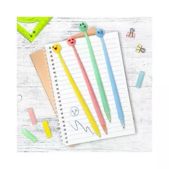 Ручка фигурная шариковая ЮНЛАНДИЯ Смайлик, мягкий силиконовый корпус, СИНЯЯ, узел 0,7 мм, 143793