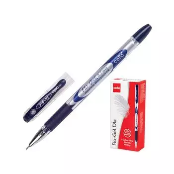 Ручка гелевая CELLO с грипом Flo Gel, СИНЯЯ, корпус с печатью, игольчатый узел 0,5 мм, линия письма 0,3 мм, 306265020/к, (12 шт.)