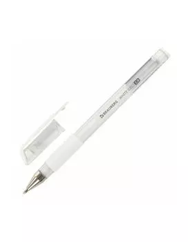Ручка гелевая с грипом BRAUBERG "White", БЕЛАЯ, пишущий узел 1 мм, линия письма 0,5 мм, 143416 (24 шт.)