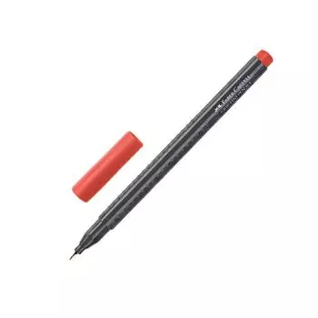 Ручка капиллярная FABER-CASTELL Grip Finepen, КРАСНАЯ, трехгранная, корпус черный, 0,4мм (10 шт.)
