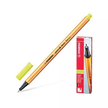 Ручка капиллярная STABILO Point 88, НЕНОВАЯ ЖЕЛТАЯ, корпус оранжевый, линия письма 0,4 мм, 88/024, (10 шт.)