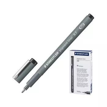 Ручка капиллярная STAEDTLER Pigment Liner, ЧЕРНАЯ, корпус серый, линия письма 0,7 мм, 308 07-9