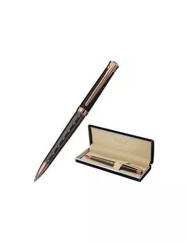 Ручка подарочная шариковая GALANT "COLLAGE", корпус черный/металлический, детали розовое золото, узел 0,7 мм, синяя, 143507