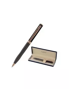 Ручка подарочная шариковая GALANT "FACTURA", корпус черный/оружейный металл, детали розовое золото, узел 0,7 мм, синяя, 143513