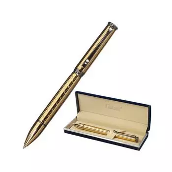 Ручка подарочная шариковая GALANT "MALBRETT", корпус золотистый, детали оружейный металл, узел 0,7 мм, синяя, 143502