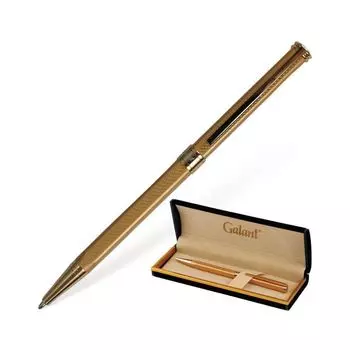 Ручка подарочная шариковая GALANT Stiletto Gold, тонкий корпус, золотистый, золотистые детали, пишущий узел 0,7 мм, синяя, 140527