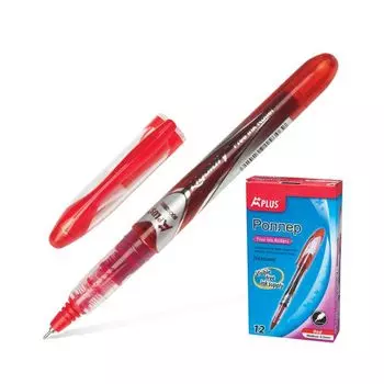 Ручка-роллер BEIFA (Бэйфа) A Plus, КРАСНАЯ, корпус с печатью, узел 0,5 мм, линия письма 0,33 мм, RX302602-RD, (12 шт.)