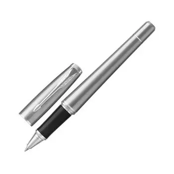 Ручка-роллер PARKER Urban Core Metro Metallic CT, корпус серебристый, хромированные детали, черная, 1931588
