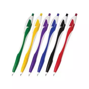 Ручка шариковая автоматическая с грипом BRAUBERG Caribbean, СИНЯЯ, корпус ассорти, узел 0,7 мм, линия письма 0,35 мм, BPR124, (24 шт.)